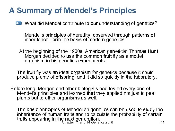 A Summary of Mendel’s Principles What did Mendel contribute to our understanding of genetics?