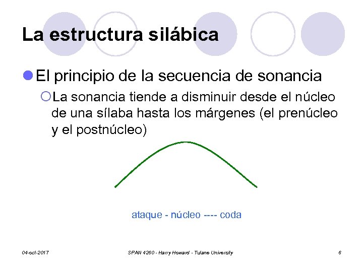 La estructura silábica l El principio de la secuencia de sonancia ¡La sonancia tiende