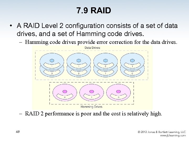 7. 9 RAID • A RAID Level 2 configuration consists of a set of