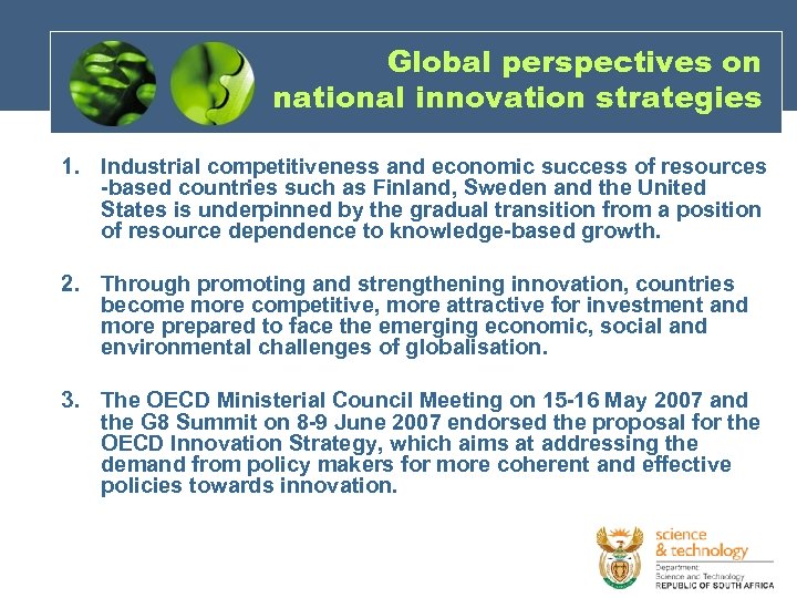 Global perspectives on national innovation strategies 1. Industrial competitiveness and economic success of resources