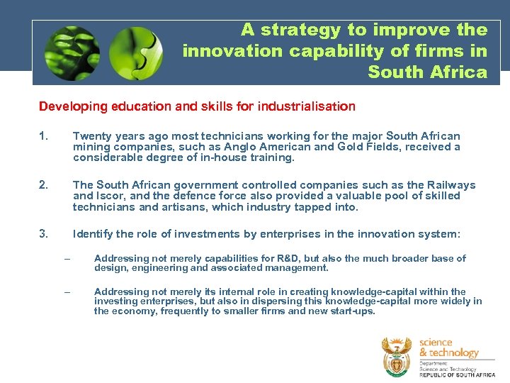 A strategy to improve the innovation capability of firms in South Africa Developing education