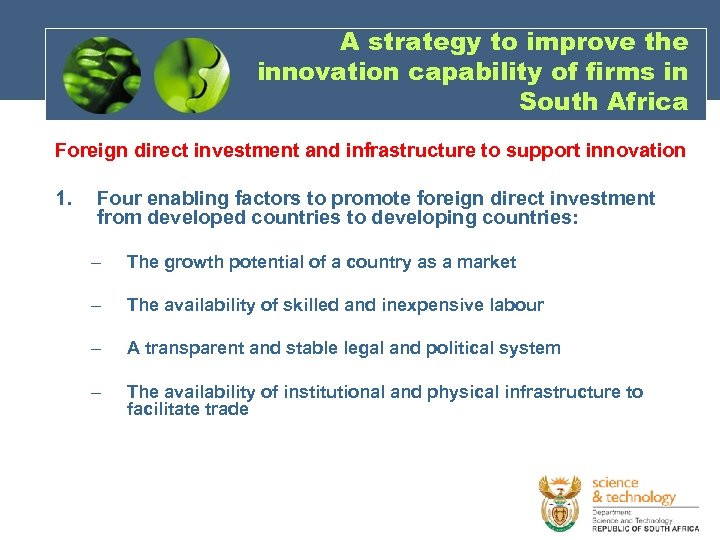 A strategy to improve the innovation capability of firms in South Africa Foreign direct