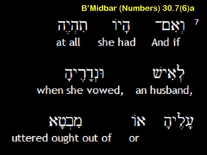 B’Midbar (Numbers) 30. 7(6)a 