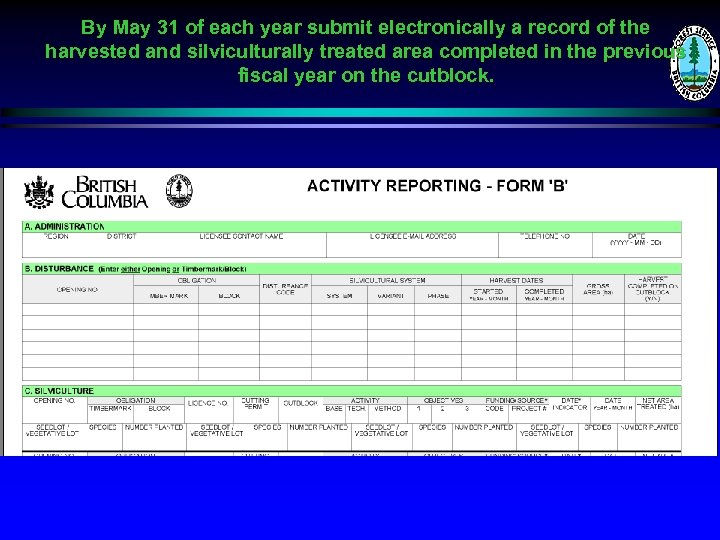 By May 31 of each year submit electronically a record of the harvested and