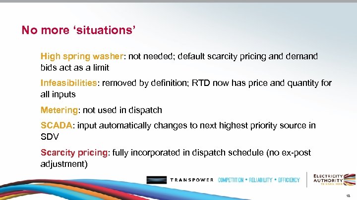 No more ‘situations’ High spring washer: not needed; default scarcity pricing and demand bids