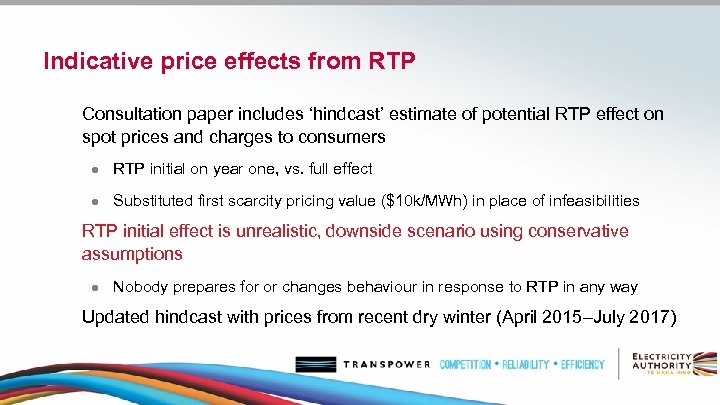 Indicative price effects from RTP Consultation paper includes ‘hindcast’ estimate of potential RTP effect
