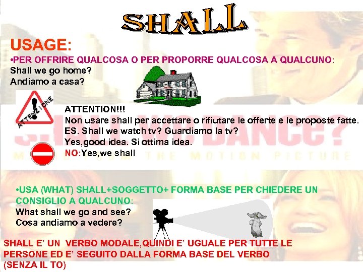 USAGE: • PER OFFRIRE QUALCOSA O PER PROPORRE QUALCOSA A QUALCUNO: Shall we go