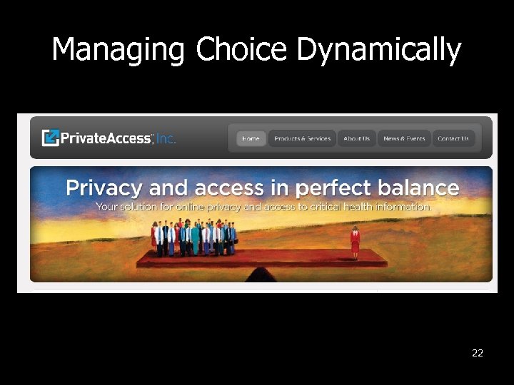 Managing Choice Dynamically 22 