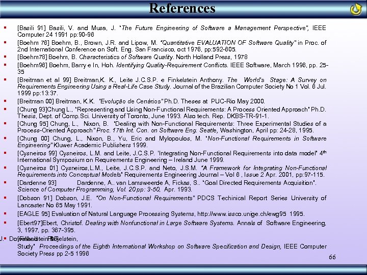 References § § § § J. § [Basili 91] Basili, V. and Musa, J.