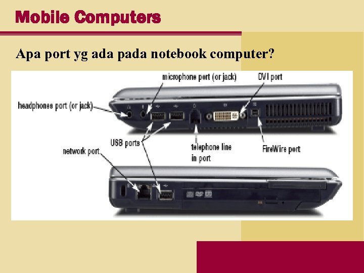 Mobile Computers Apa port yg ada pada notebook computer? 