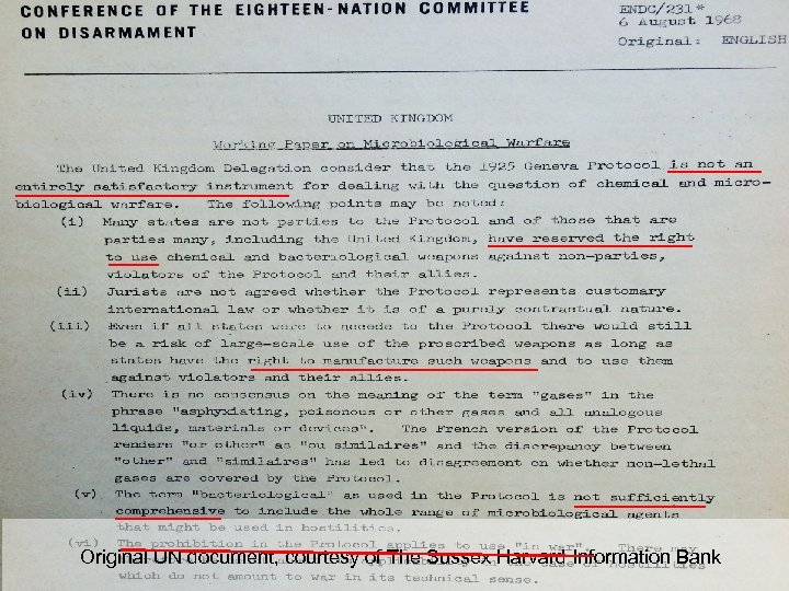 Original UN document, courtesy of The Sussex Harvard Information Bank 