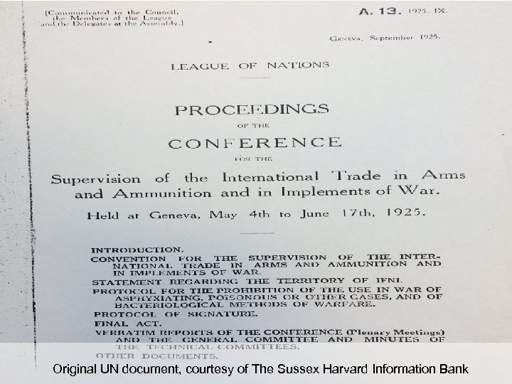 Original UN document, courtesy of The Sussex Harvard Information Bank 