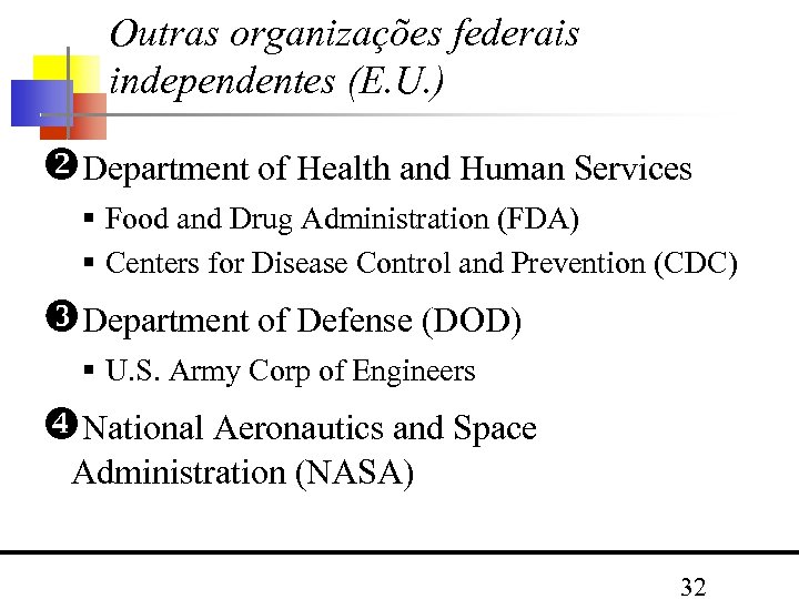 Outras organizações federais independentes (E. U. ) Department of Health and Human Services Food