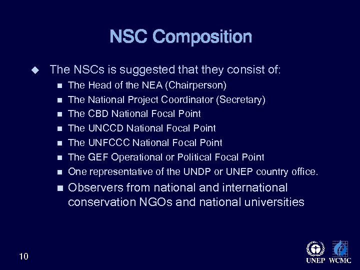 NSC Composition u The NSCs is suggested that they consist of: n n n