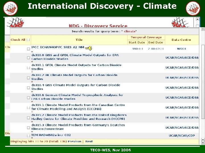 International Discovery - Climate TECO-WIS, Nov 2006 