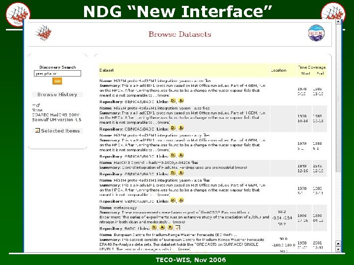 NDG “New Interface” TECO-WIS, Nov 2006 