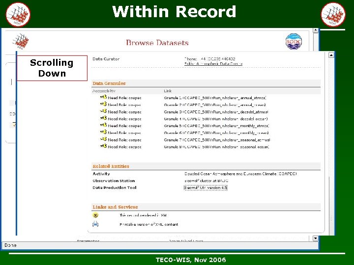 Within Record Scrolling Down TECO-WIS, Nov 2006 