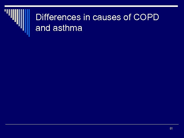 Differences in causes of COPD and asthma 81 