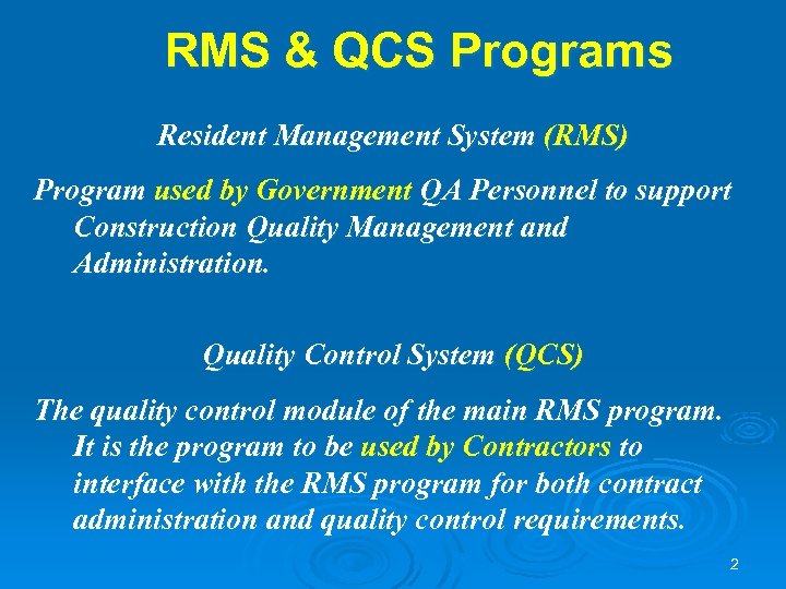 Resident Management System Quality Control System Introduction