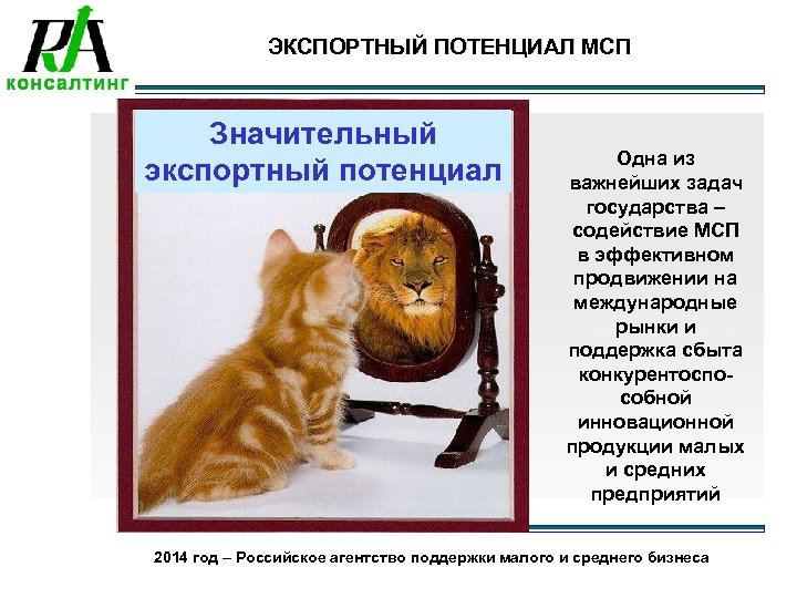 ЭКСПОРТНЫЙ ПОТЕНЦИАЛ МСП Значительный экспортный потенциал Одна из важнейших задач государства – содействие МСП