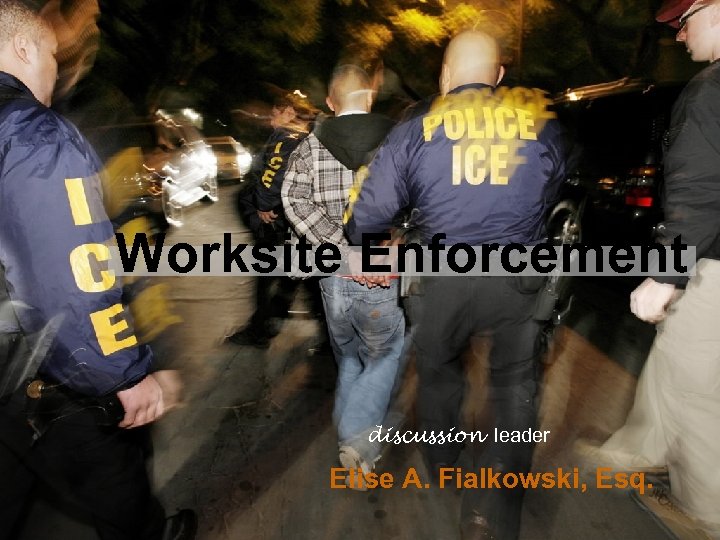Worksite Enforcement discussion leader Elise A. Fialkowski, Esq. 