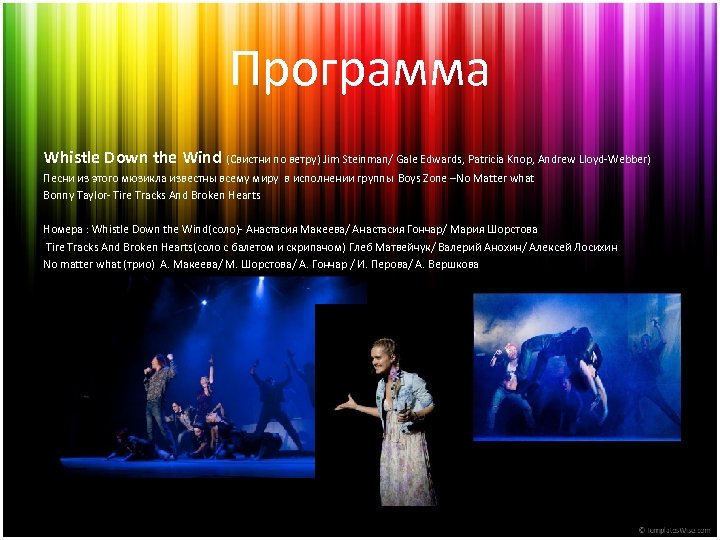 Программа Whistle Down the Wind (Свистни по ветру) Jim Steinman/ Gale Edwards, Patricia Knop,