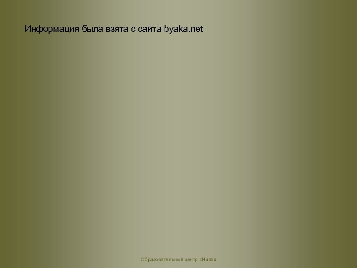 Информация была взята с сайта byaka. net Образовательный центр «Нива» 