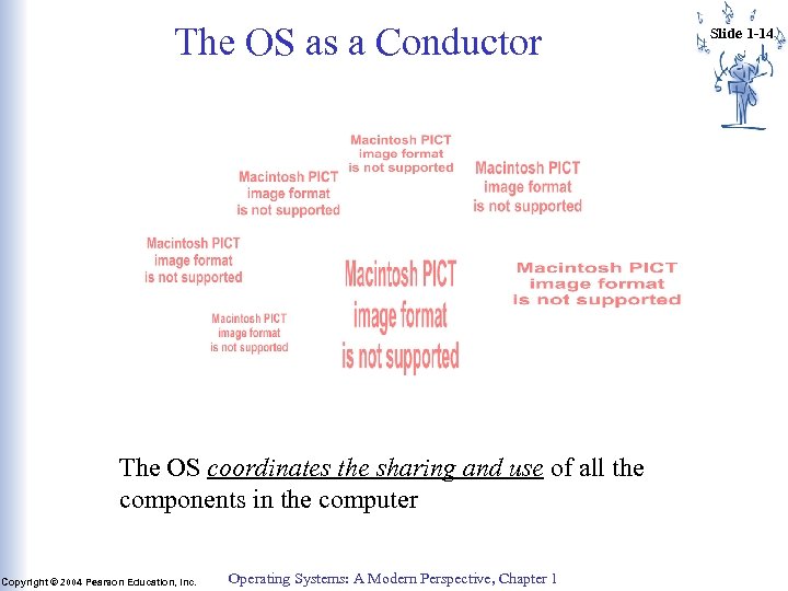 The OS as a Conductor The OS coordinates the sharing and use of all
