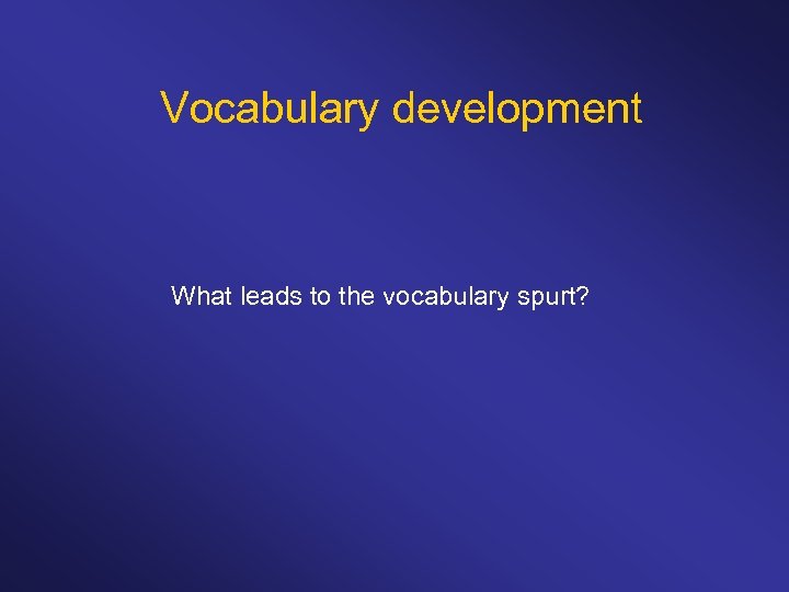 Vocabulary development What leads to the vocabulary spurt? 