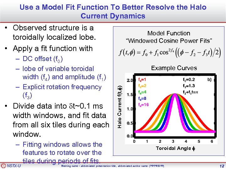Use a Model Fit Function To Better Resolve the Halo Current Dynamics • Observed