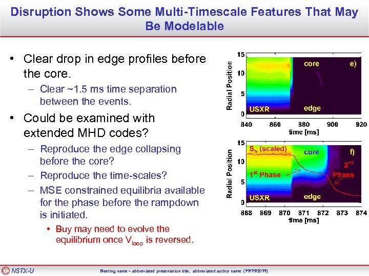Disruption Shows Some Multi-Timescale Features That May Be Modelable • Clear drop in edge