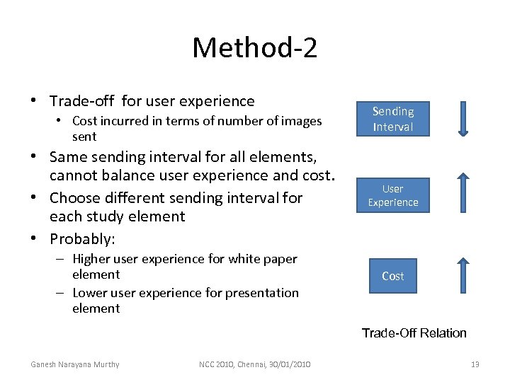 Method-2 • Trade-off for user experience • Cost incurred in terms of number of