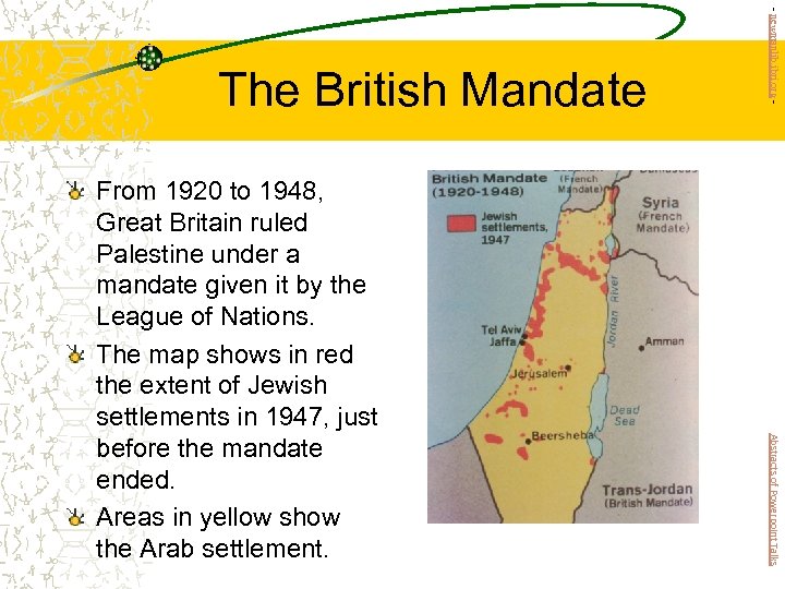 Abstracts of Powerpoint Talks From 1920 to 1948, Great Britain ruled Palestine under a