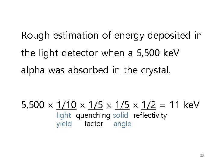 Rough estimation of energy deposited in the light detector when a 5, 500 ke.