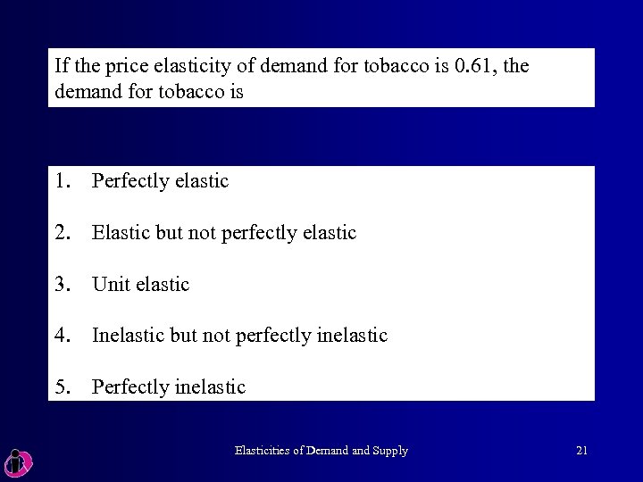 If the price elasticity of demand for tobacco is 0. 61, the demand for