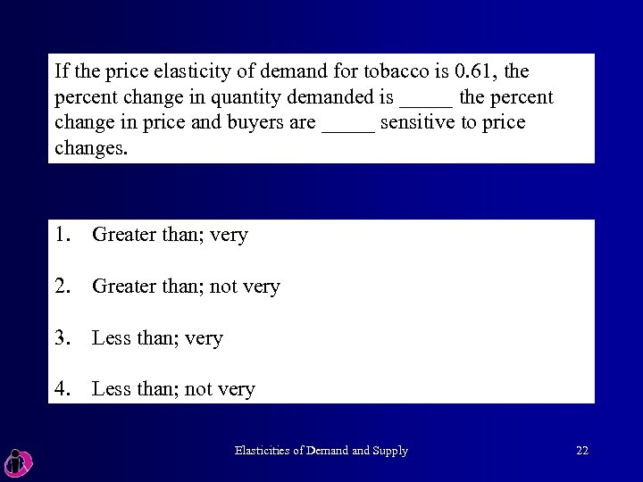 If the price elasticity of demand for tobacco is 0. 61, the percent change