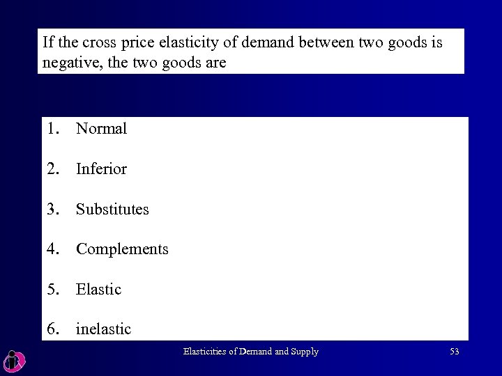 If the cross price elasticity of demand between two goods is negative, the two