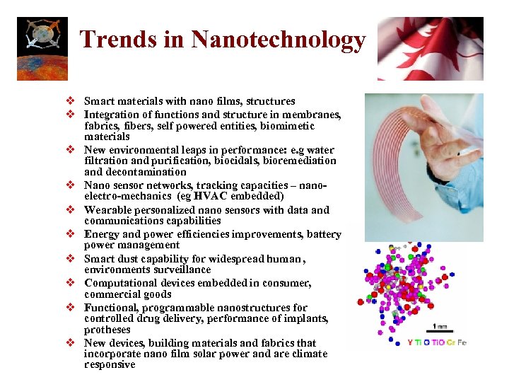 Trends in Nanotechnology Smart materials with nano films, structures Integration of functions and structure