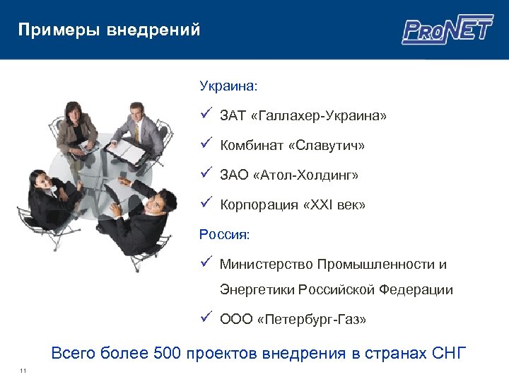 Примеры внедрений Украина: ü ЗАТ «Галлахер-Украина» ü Комбинат «Славутич» ü ЗАО «Атол-Холдинг» ü Корпорация