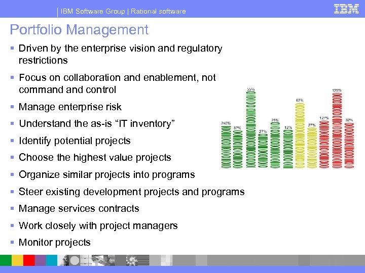 IBM Software Group | Rational software Portfolio Management § Driven by the enterprise vision