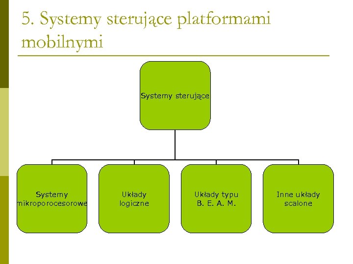 5. Systemy sterujące platformami mobilnymi Systemy sterujące Systemy mikroporocesorowe Układy logiczne Układy typu B.