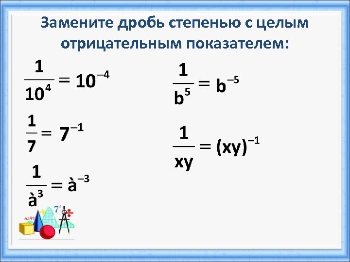 Определение степени с целым отрицательным показателем 8 класс презентация макарычев