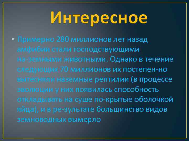Интересное • Примерно 280 миллионов лет назад амфибии стали господствующими на земными животными. Однако