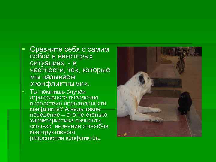 § Сравните себя с самим собой в некоторых ситуациях, - в частности, тех, которые