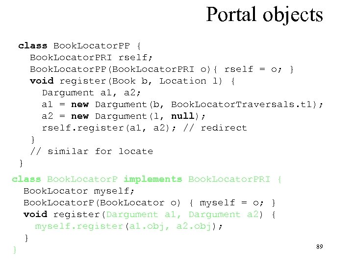 Portal objects class Book. Locator. PP { Book. Locator. PRI rself; Book. Locator. PP(Book.