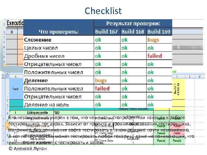 Checklist Кто незамутненно уверен в том, что чек-лист – стопроцентная панацея в работе тестировщика,