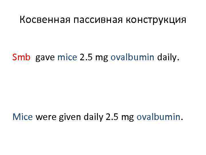 Косвенная пассивная конструкция Smb gave mice 2. 5 mg ovalbumin daily. Mice were given