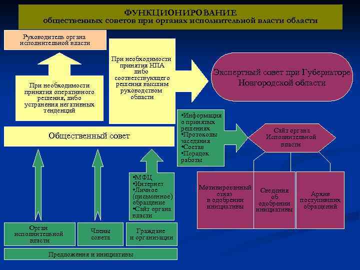 ФУНКЦИОНИРОВАНИЕ общественных советов при органах исполнительной власти области Руководитель органа исполнительной власти При необходимости