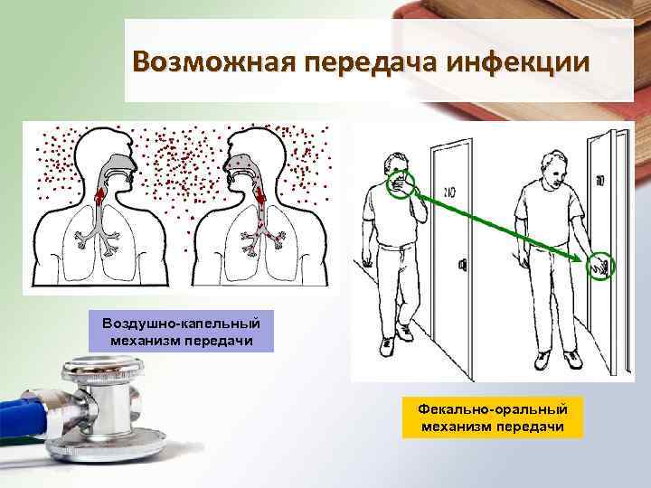 Возможная передача инфекции Воздушно-капельный механизм передачи Фекально-оральный механизм передачи 