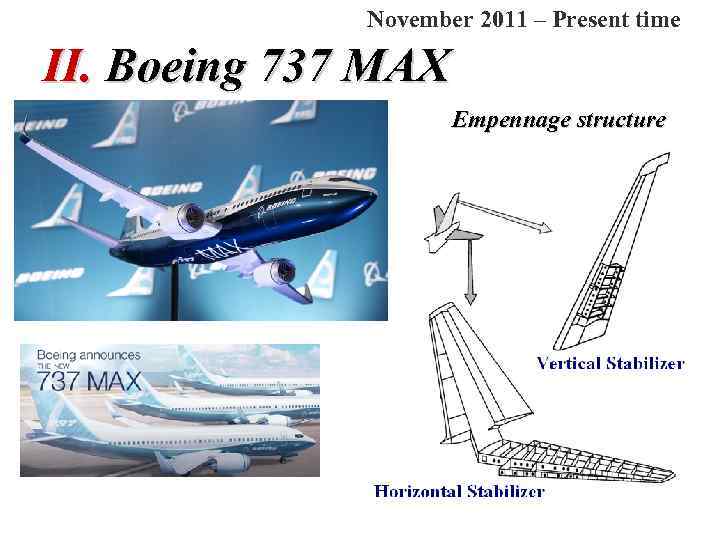 November 2011 – Present time II. Boeing 737 MAX Empennage structure 